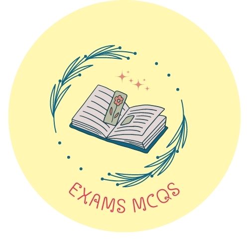 The image is logo of EXAMS MCQS which shows the book which is a source of knowledge which exams mcqs is delivering  and a flower, sparkles, dots and some leaves.